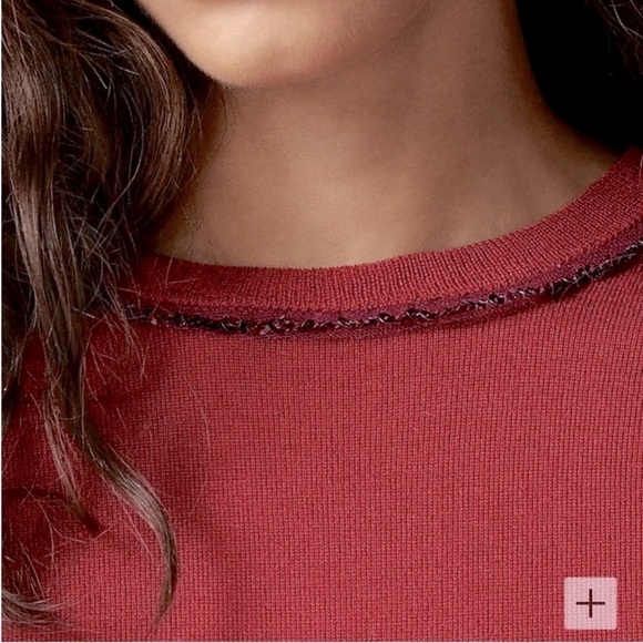 J. Crew Carolyn embellished crewneck burgundy sweater merino wool XS NWT CE699 - Picture 2 of 12